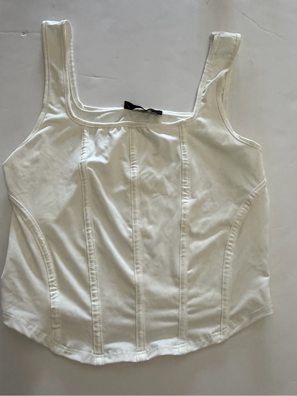 Women’s Stylish Confortable White Square-Neck Camisole with Structured Seams Top